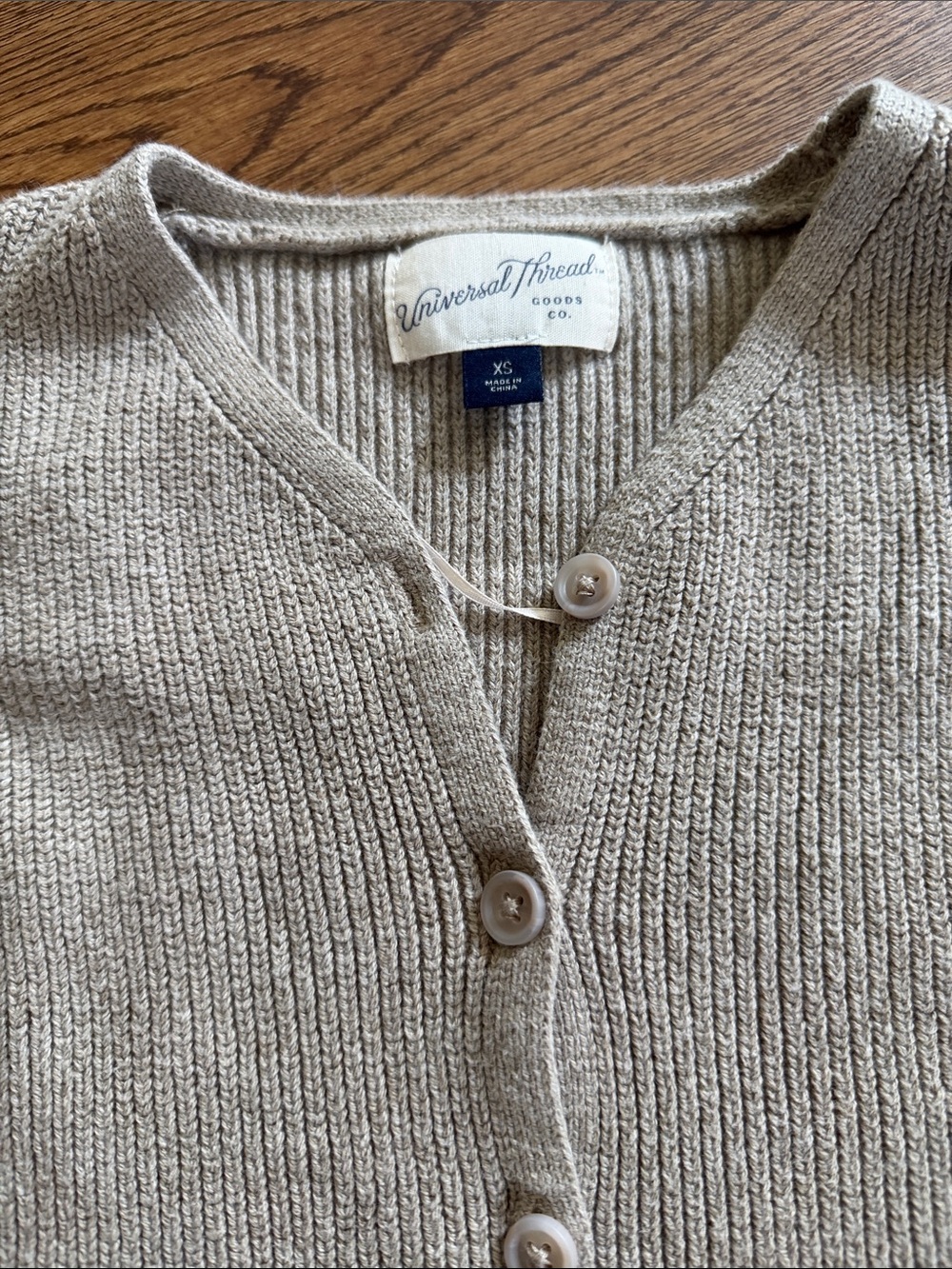 Universal Thread Beige Knit Button-Front Vest - Picture 2 of 3